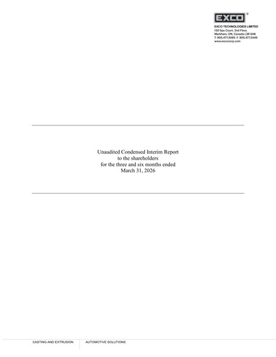 Thumbnail Exco Technologies Limited Quarterly Report 2026-q2