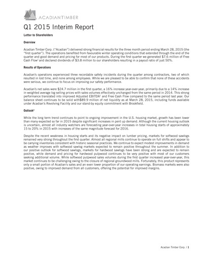 Thumbnail Acadian Timber Quarterly Report 2015-q1