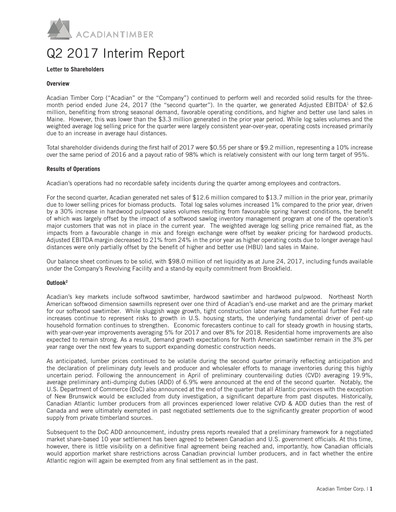Thumbnail Acadian Timber Quarterly Report 2017-q2