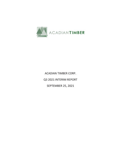 Thumbnail Acadian Timber Quarterly Report 2021-q3