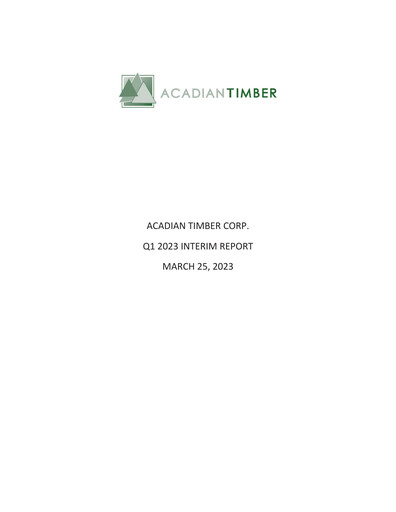Thumbnail Acadian Timber Quarterly Report 2023-q1
