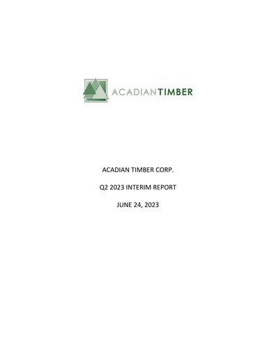 Thumbnail Acadian Timber Quarterly Report 2023-q2