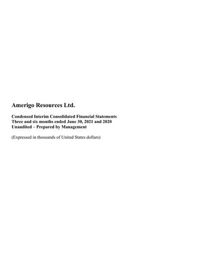 Thumbnail Amerigo Resources Financial Statement 2021-q2
