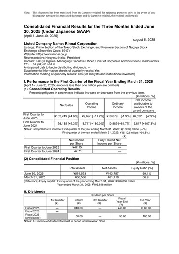 Vorschaubild Rinnai Corporation Quartalsbericht 2026-q1