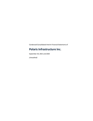 Thumbnail Polaris Renewable Energy Financial Statement 2021-9m