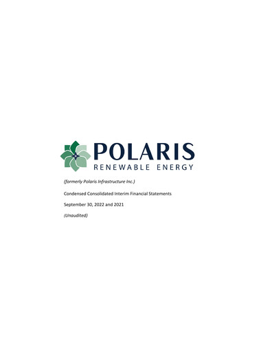 Thumbnail Polaris Renewable Energy Financial Statement 2022-9m
