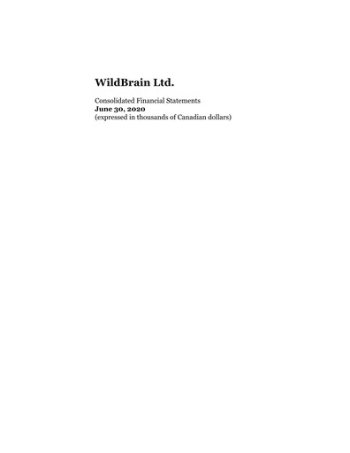 Thumbnail WildBrain Financial Statement fy2020