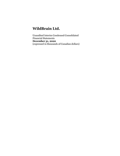 Vorschaubild WildBrain Quartalsbericht fy2021-q2