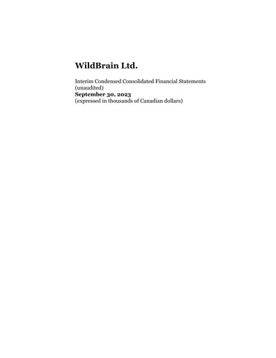 Vorschaubild WildBrain Quartalsbericht fy2024-q1