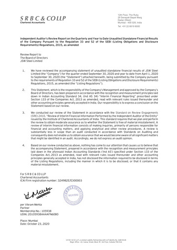 Thumbnail JSW Steel Quarterly Report 2020-q2