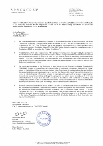 Thumbnail JSW Steel Quarterly Report 2021-q2