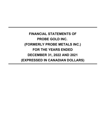Thumbnail Probe Gold Inc. Financial Statement 2022