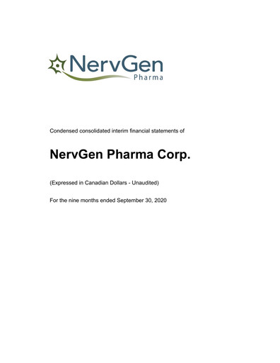 Thumbnail NervGen Pharma Financial Statement 2020-9m