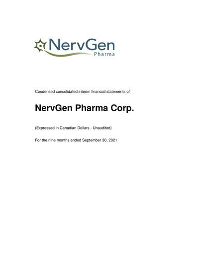 Thumbnail NervGen Pharma Financial Statement 2021-q3