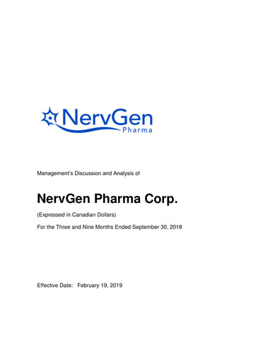 Thumbnail NervGen Pharma Quarterly Report 2018-q3
