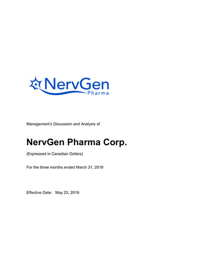 Thumbnail NervGen Pharma Quarterly Report 2019-q1