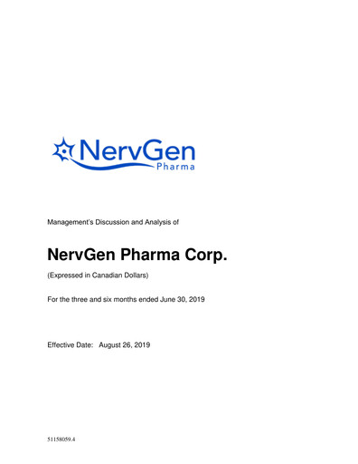 Thumbnail NervGen Pharma Quarterly Report 2019-q2