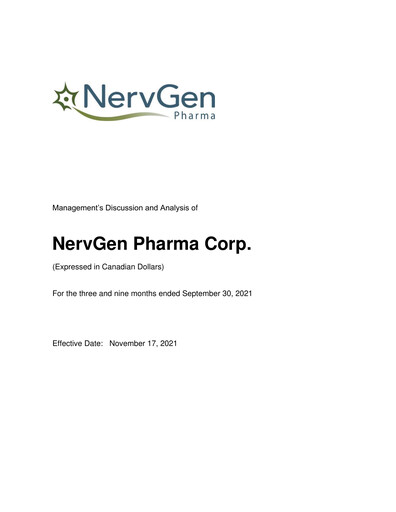 Thumbnail NervGen Pharma Quarterly Report 2021-q3