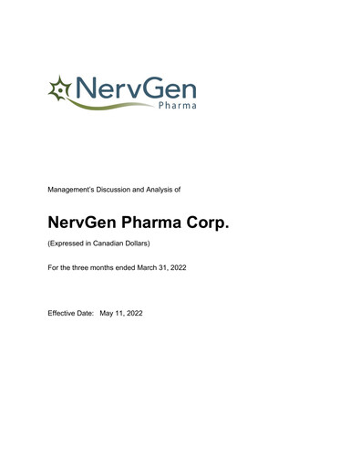 Thumbnail NervGen Pharma Quarterly Report 2022-q1