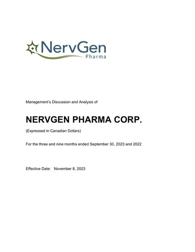 Thumbnail NervGen Pharma Quarterly Report 2023-q3