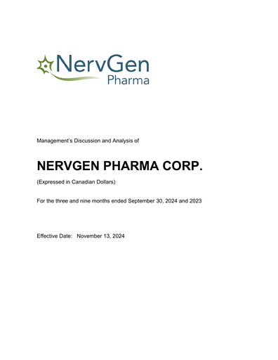 Thumbnail NervGen Pharma Quarterly Report 2024-q3