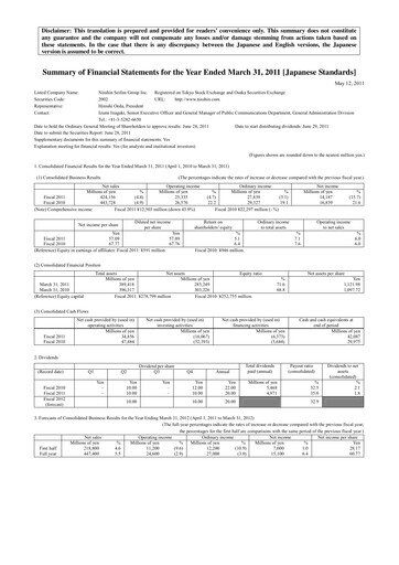 Thumbnail Nisshin Seifun Group
 Financial Report 2011