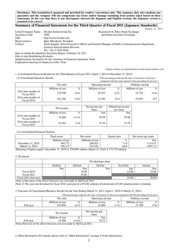 Thumbnail Nisshin Seifun Group
 Quarterly Report 2011-q3