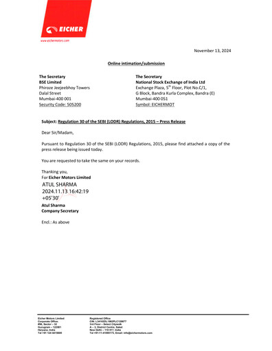 Thumbnail Eicher Motors Quarterly Report 2024-2025-q2