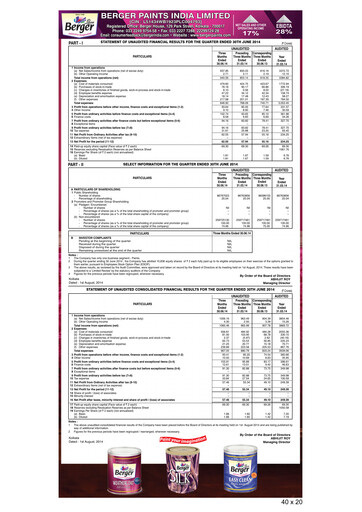 Thumbnail Berger Paints
 Quarterly Report 2014-q1