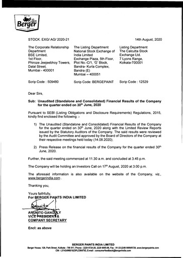 Thumbnail Berger Paints
 Quarterly Report 2020-q1