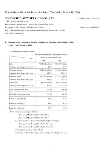 Thumbnail ALSOK Financial Report fy2006