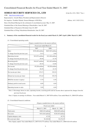 Thumbnail ALSOK Financial Report fy2007