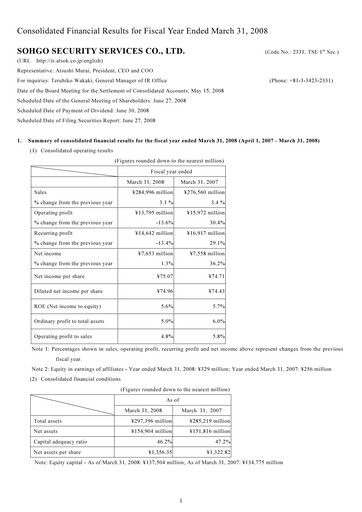 Thumbnail ALSOK Financial Report fy2008
