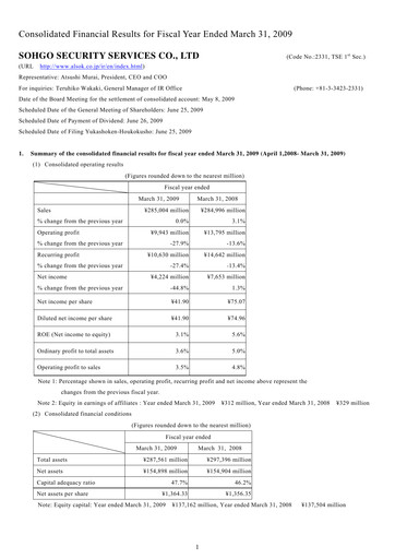 Thumbnail ALSOK Financial Report fy2009