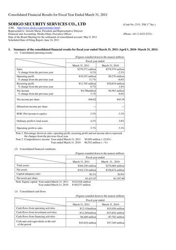 Thumbnail ALSOK Financial Report fy2011