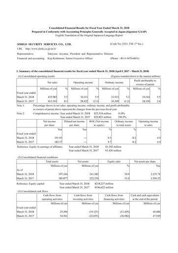 Thumbnail ALSOK Financial Report fy2018