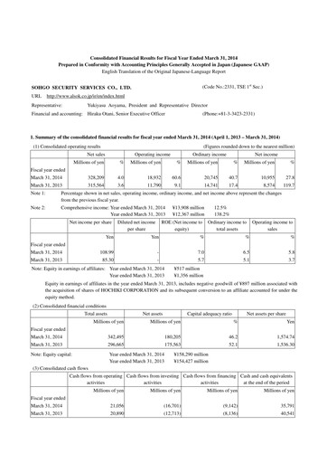 Thumbnail ALSOK Financial Statement fy2014