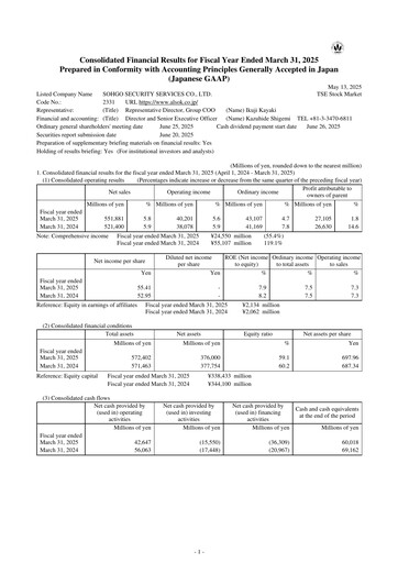Thumbnail ALSOK Financial Statement fy2025