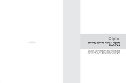 Thumbnail Cipla Annual Report 2007-2008