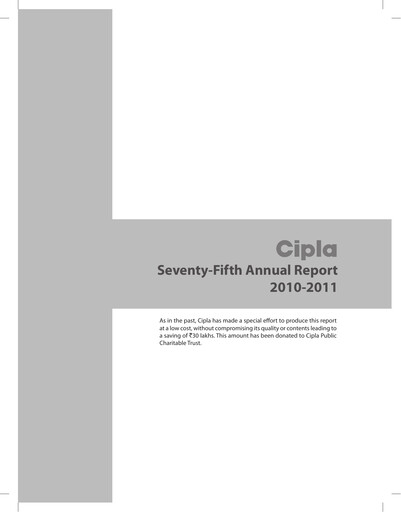 Thumbnail Cipla Annual Report 2010-2011