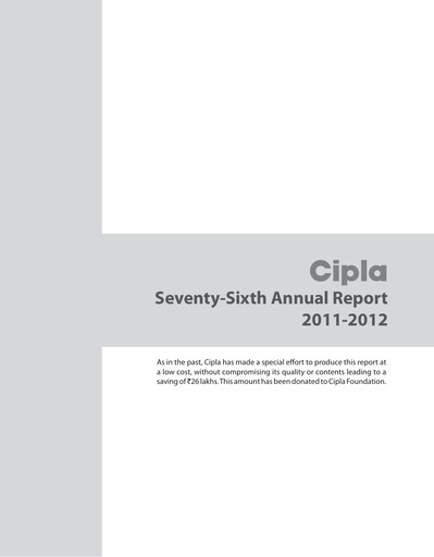 Thumbnail Cipla Annual Report 2011-2012