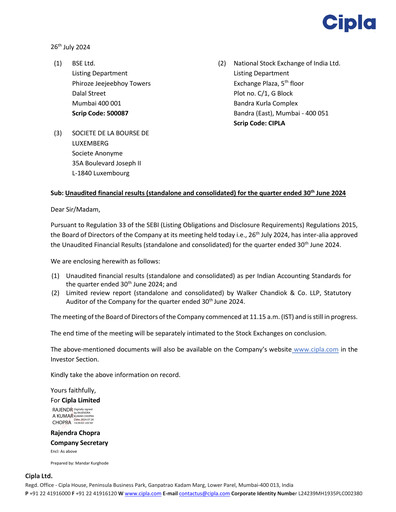 Thumbnail Cipla Quarterly Report 2024-q1