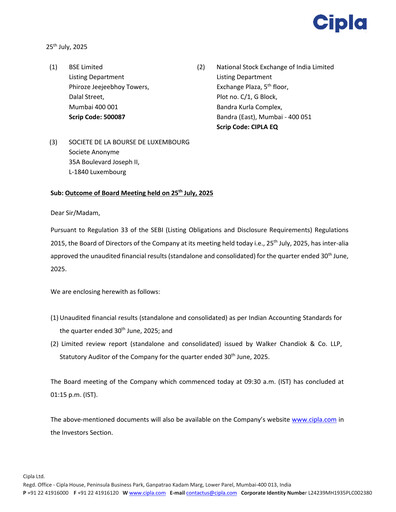 Thumbnail Cipla Quarterly Report 2025-q1