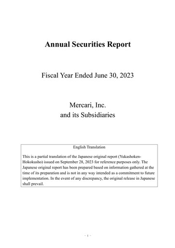 Thumbnail Mercari Annual Report 2022-2023