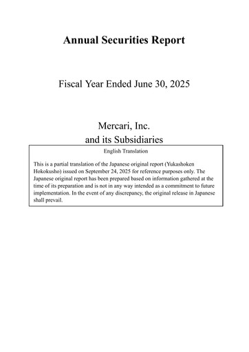 Thumbnail Mercari Annual Report 2024-2025
