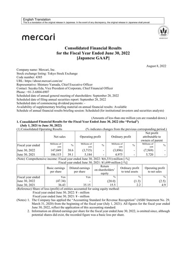 Thumbnail Mercari Financial Report 2021-2022