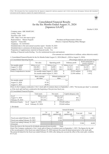 Thumbnail ABC-Mart Half-year Report 2024