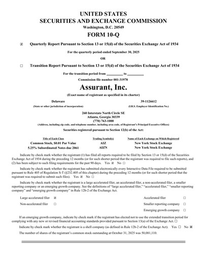 Thumbnail Assurant Quarterly Report 2025-q3