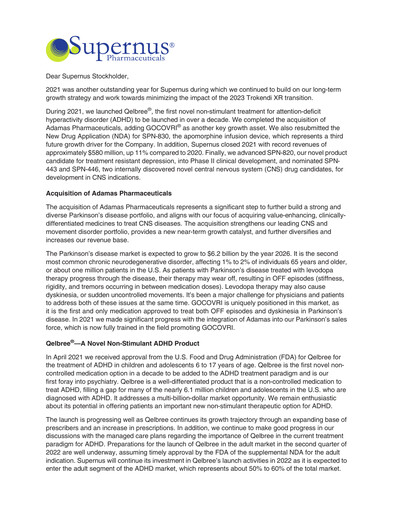 Vorschaubild Supernus Pharmaceuticals
 Jahresbericht 2021