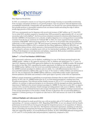 Vorschaubild Supernus Pharmaceuticals
 Jahresbericht 2022